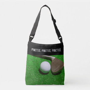 Golf Practice practice practice with ball and club Crossbody Bag