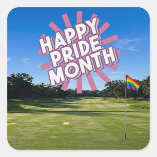 Golf Pride on golf course rainbow themed Square Sticker
