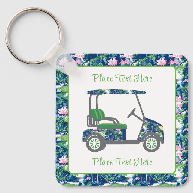 Golf Print Golf Cart Keychain (Front)