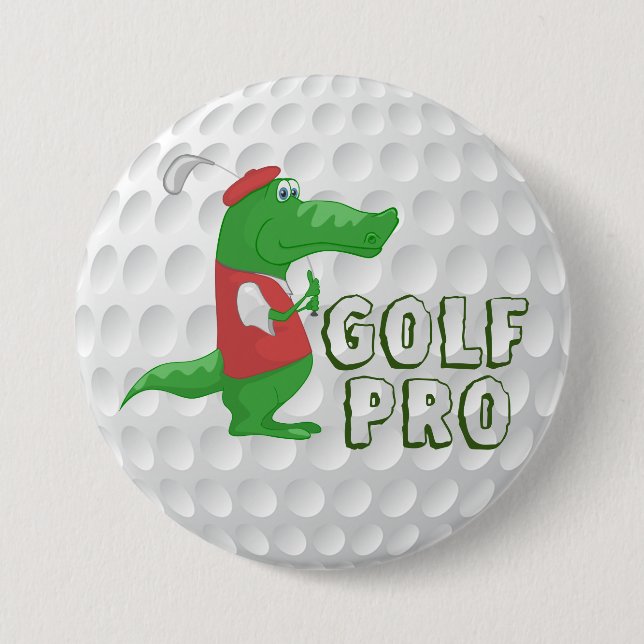Golf Pro Alligator 3 Inch Round Button (Front)