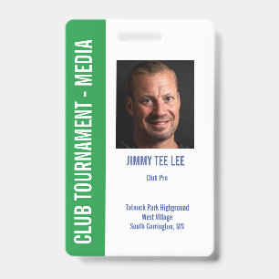 Golf Pro Tournament Security Media Pass Badge