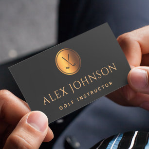 Golf Professional Instructor Pro Golfer Gold Black Business Card