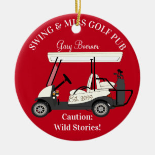 Golf Pub avec Panier Golfer Ornement de Noël