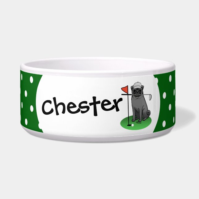 Golf Pug Playing Golf (black) Cute Dog Funny (Front)