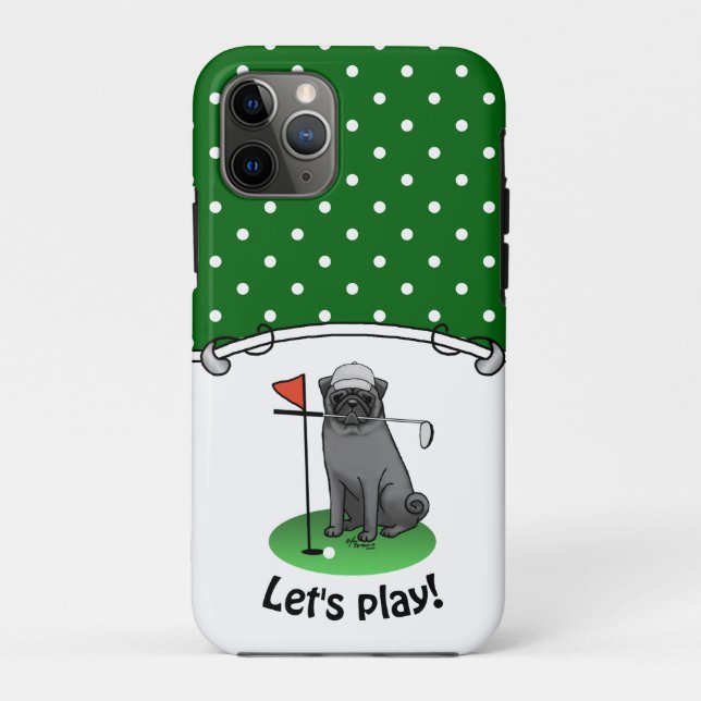 Golf Pug Playing Golf (black) Cute Dog Funny Case-Mate iPhone Case (Back)