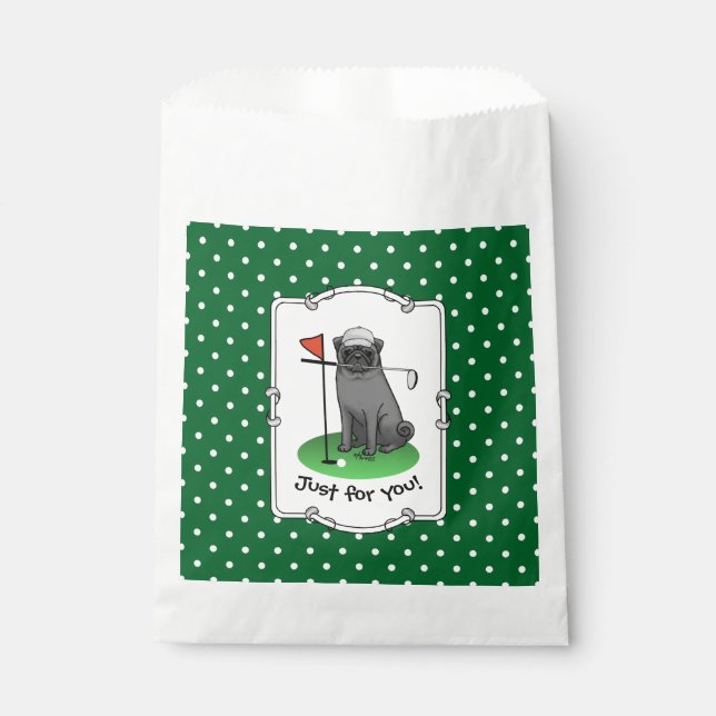 Golf Pug Playing Golf (black) Cute Dog Funny Favour Bag (Front)