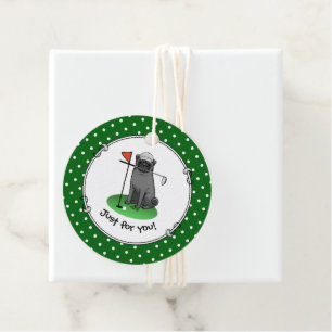 Golf Pug Playing Golf (black) Cute Dog Funny Favour Tags