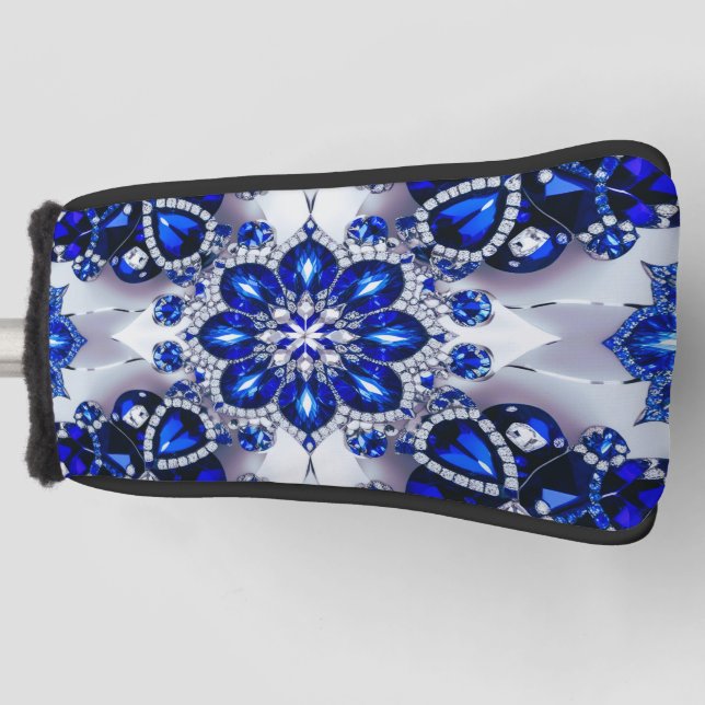 Golf Putter Cover with Blue White Colours Design (Front)