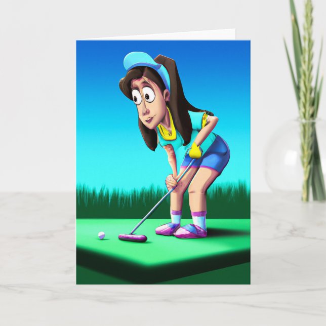 Golf Putting Greeting Card (Front)