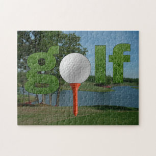 Golf Puzzle Fun Design with Ball and Tee