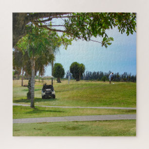 Golf Puzzle Image of Cart, Course & Golfer