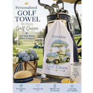 Golf Queen Hydrangea Personalized Name Golf Towel
