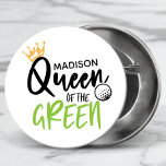 Golf Queen Of The Green Funny Modern Personalized<br><div class="desc">This modern golf design features the text "Queen of the green" in fun typography with a crown and golf ball as accents. Personalized with your name by editing the text in the text box provided #accessories #buttons #favours #golffavors #sports #golfgifts #personalizedgifts #golf #fun #funny #gifts #giftsforher #giftsforgolfers</div>