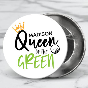 Golf Queen Of The Green Funny Modern Personalized 2 Inch Round Button
