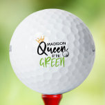 Golf Queen Of The Green Funny Modern Personalized Golf Balls<br><div class="desc">This modern golf design features the text "Queen of the green" in fun typography with a crown and golf ball as accents. Personalized with your name by editing the text in the text box provided #golfgifts #personalizedgifts #golf #golftballs #fun #funny #gifts #giftsforher #giftsforgolfers</div>