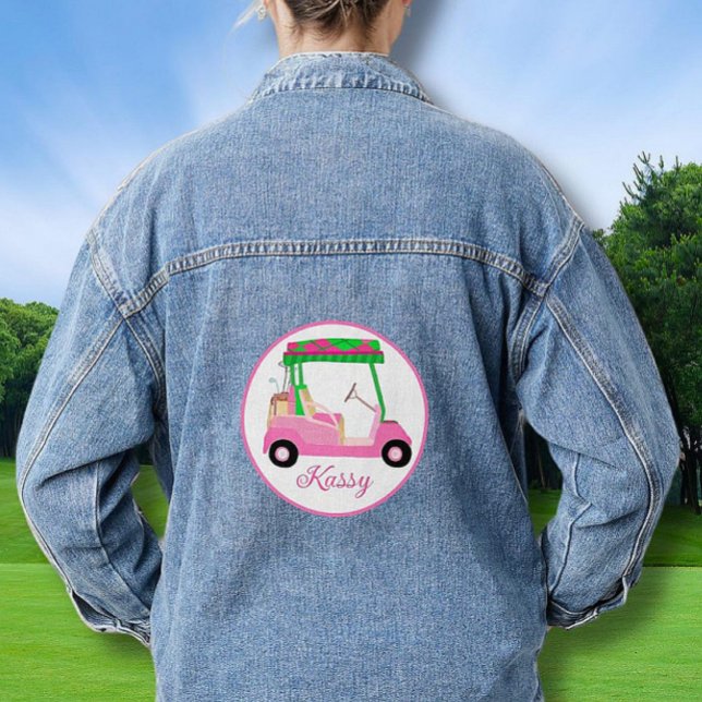 Golf Queen Pink Cart Name Denim Jacket (Creator Uploaded)