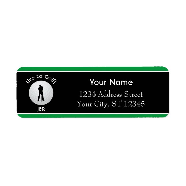 Golf Quote Golf Ball Golfer Initials Green Black (Front)