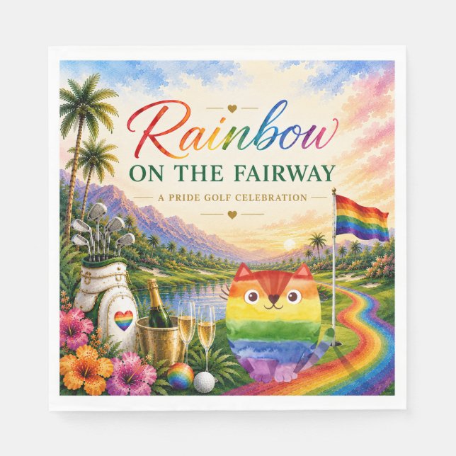 Golf Rainbow on the Fairway Pride Golf Celebration Napkin (Front)