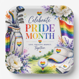 Golf Rainbow on the Fairway Pride Golf Celebration Paper Plate