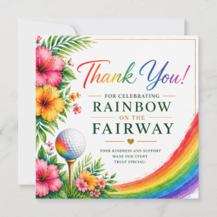 Golf Rainbow on the Fairway Pride Golf Celebration Thank You Card