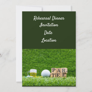 Golf rehearsal Dinner Invitation with ball & beer