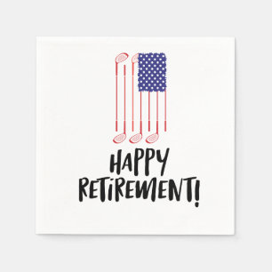 Golf Retire Happy Retirement with golf flag Napkin