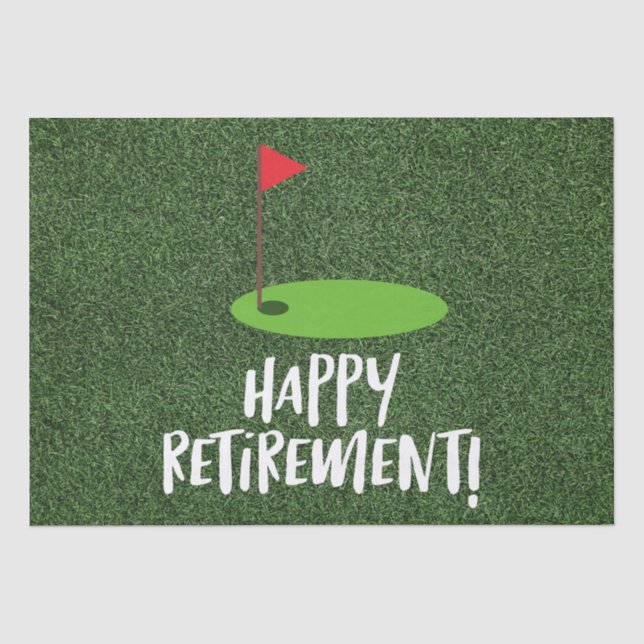 Golf Retire Happy Retirement with golf flag    Tissue Paper (Front)
