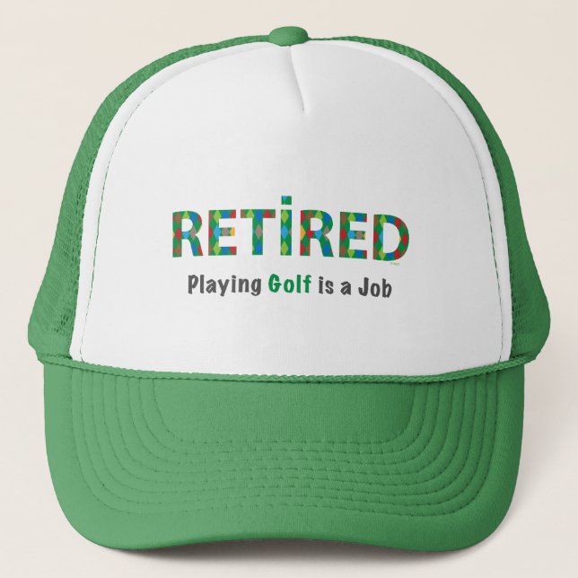 GOLF - Retired Playing Golf, Cool Golf Trucker Hat (Front)