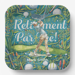Golf retirement for golfer paper plate