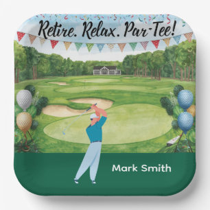Golf retirement for golfer paper plate