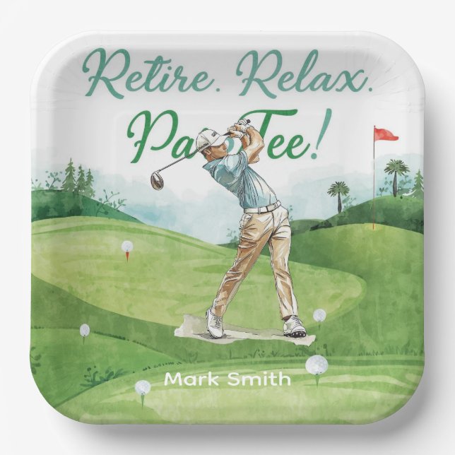 Golf  retirement for golfer  paper plate (Front)