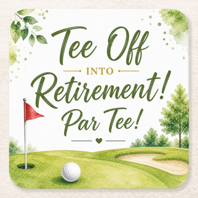 Golf  retirement for golfer  square paper coaster (Front)