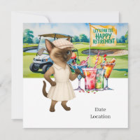 Golf Retirement for Siamese Cat Lovers Invitation 