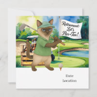 Golf Retirement for Siamese Cat Lovers Invitation 