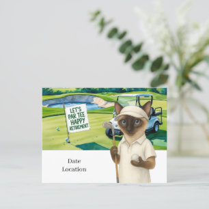 Golf Retirement for Siamese Cat Lovers Invitation Postcard