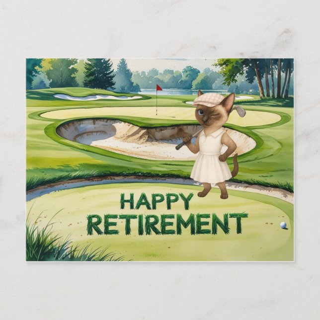 Golf retirement for Siamese Cat lovers Postcard (Front)