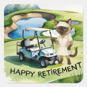 Golf retirement for Siamese Cat lovers Square Sticker
