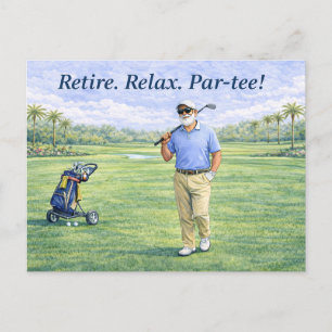 Golf Retirement Game. Set. Retired Keepsake Golfer Postcard