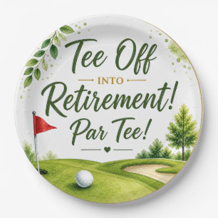 Golf Retirement Paper Plates Retired & On Par