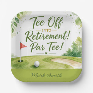 Golf Retirement Paper Plates Retired & On Par