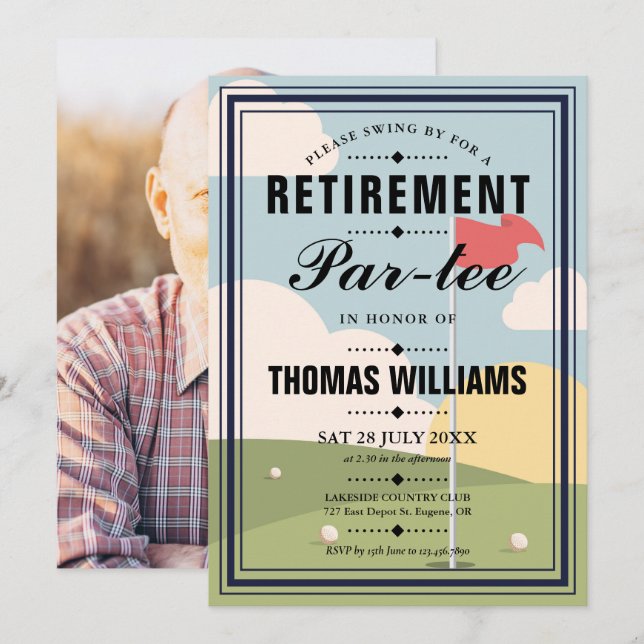 Golf Retirement Partee Party Photo Invitation (Front/Back)