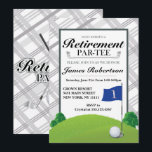 Golf Retirement Party Invitations<br><div class="desc">Golf,  Retirement Party Invitations,  muted grey and white plaid. This is a fantastic retirement invitation for men.
Designed by Metro-Events.
Additional Golf Retirement party supplies and decorations are available at Metro-Event.com and Metro-Events on Zazzle.</div>