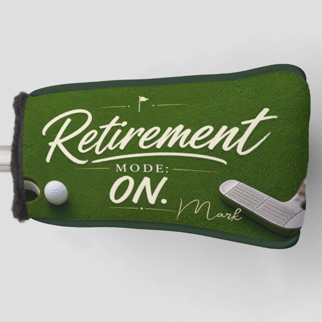 Golf retirement plan on green  head cover (Front)