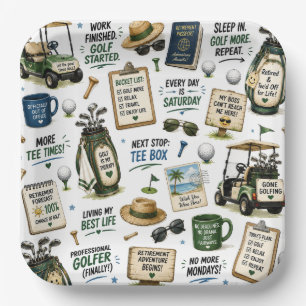 GOLF RETIREMENT Tee off ParTee for golfer Paper Plate