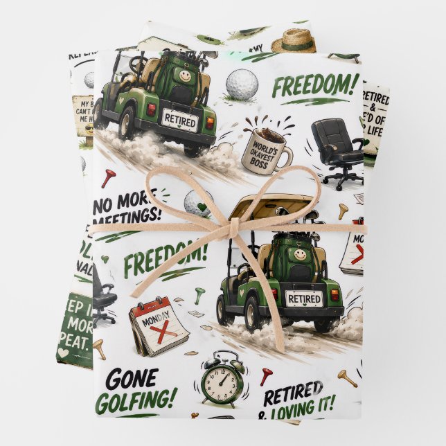 Golf Retirement themed for golfer Wrapping Paper Sheet (In situ)