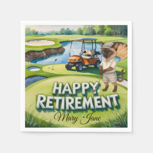 Golf Retirement themed for Siamese Cat lovers Napkin