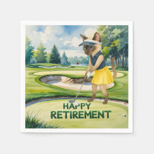 Golf Retirement themed for Siamese Cat lovers Napkin