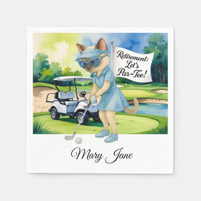 Golf Retirement themed for Siamese Cat lovers Napkin (Front)
