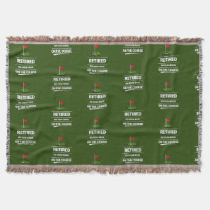 Golf Retirement themed with golf flag on green Throw Blanket