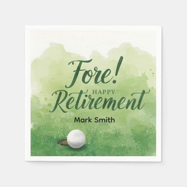 Golf Retirement with ball on green  Napkin (Front)